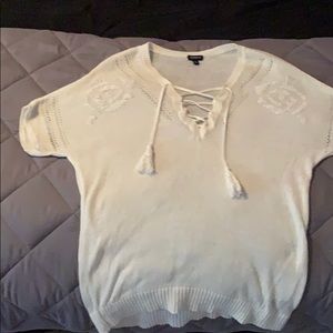 Torrid embroidered cream/white sweater
